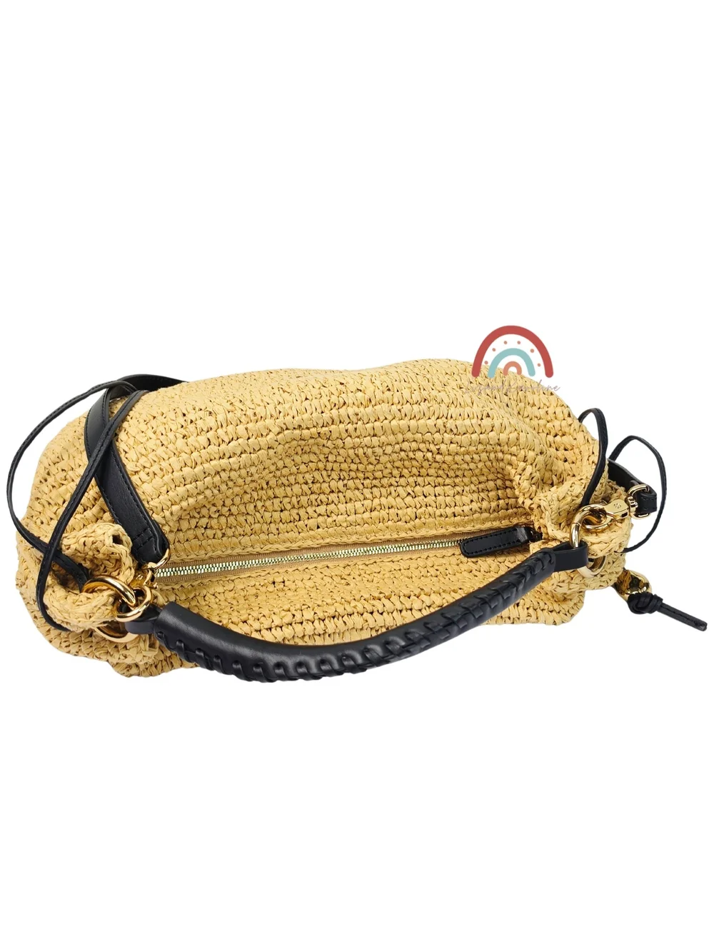 Madewell The Camren Gathered Shoulder Bag in Natural Straw and Leather Trim - Picture 10 of 16